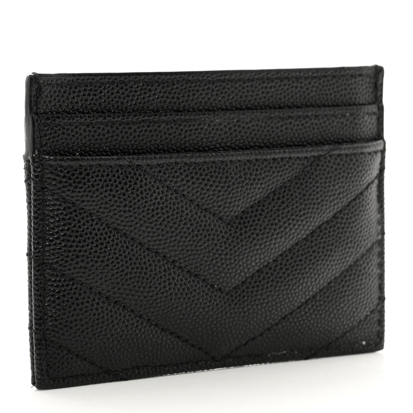 Grain De Poudre Matelasse Chevron Monogram Credit Card Case Black