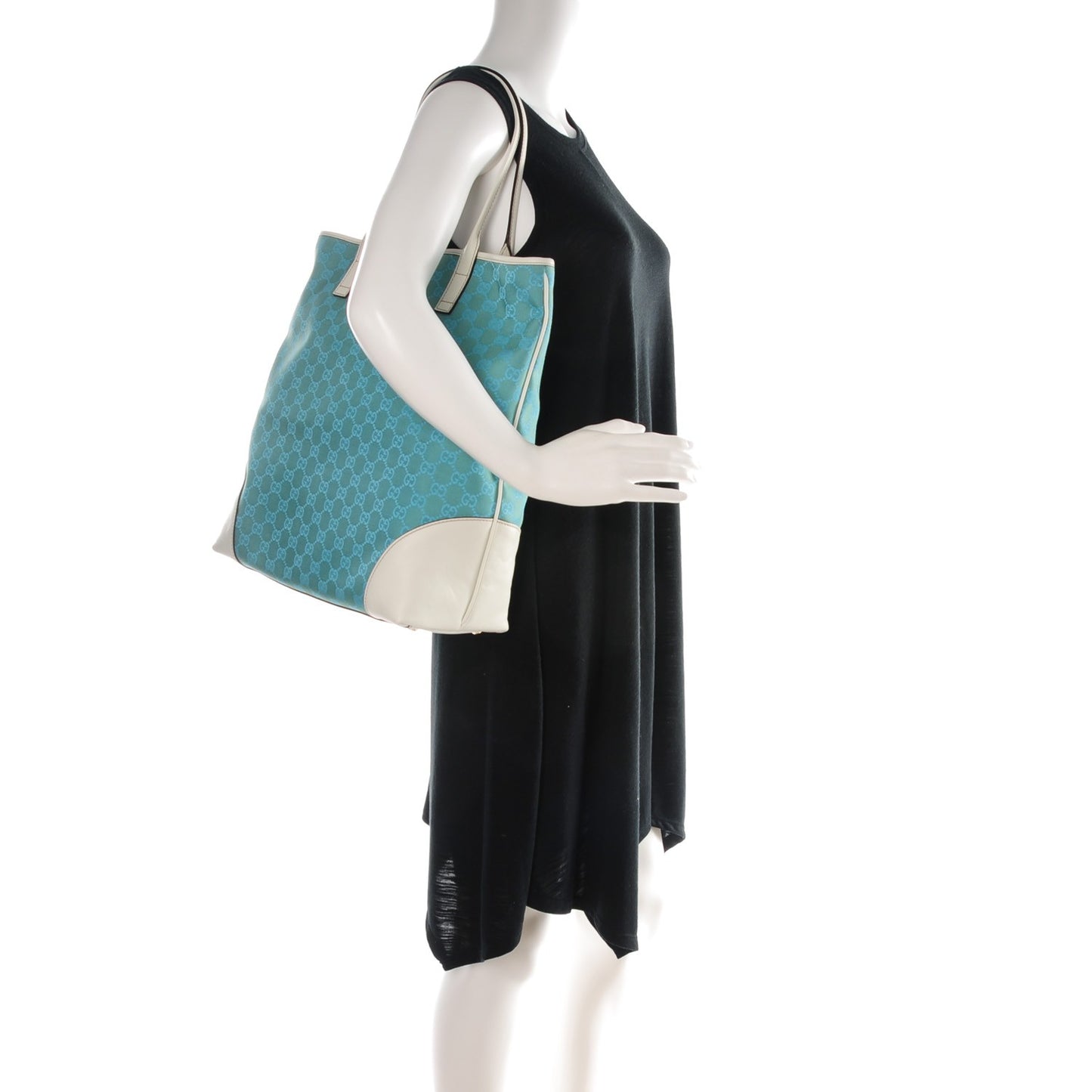 Monogram Tote Turquoise White