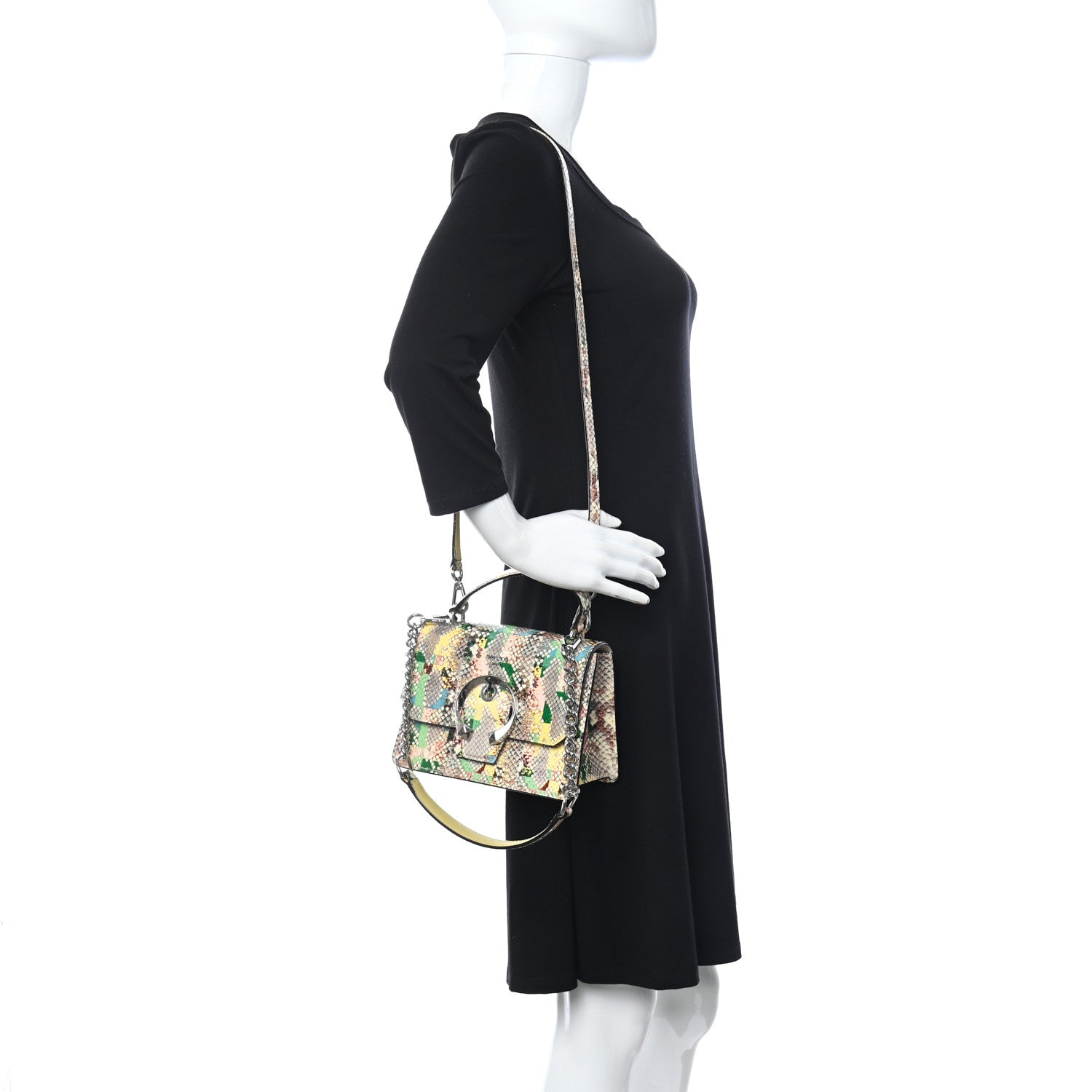 Jimmy Choo Elaphe Snakeskin Madeline Crossbody Satchel Rainbow 2 of 8