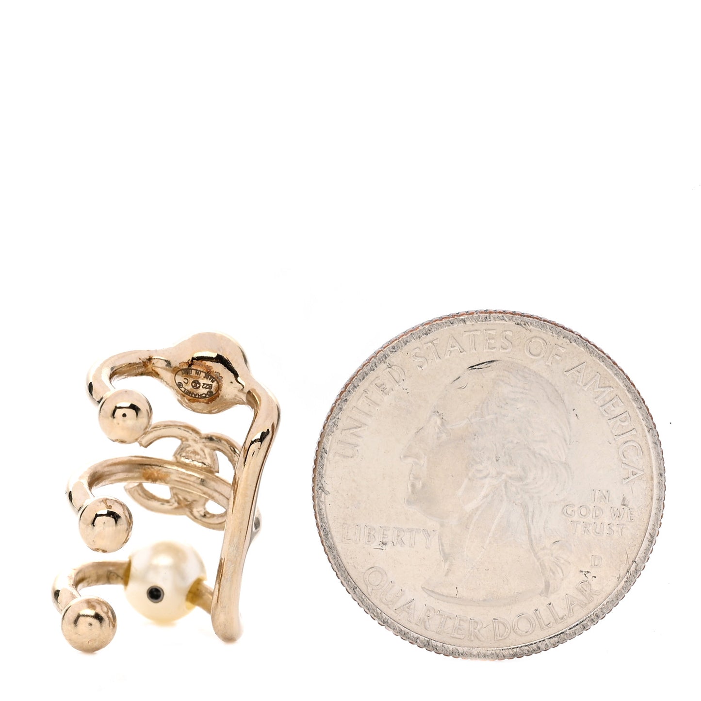 Pearl Crystal CC Single Ear Cuff Gold