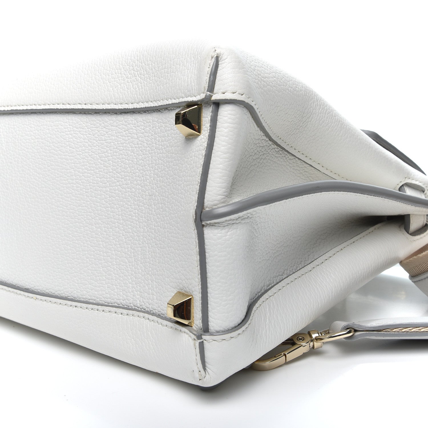 MCM Grained Calfskin Medium Milla Convertible Backpack White Flake 6 of 10