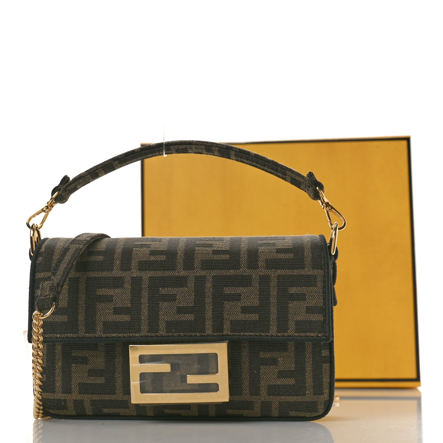 Fabric Jacquard FF 1974 Mini Baguette Tobacco Moro Black