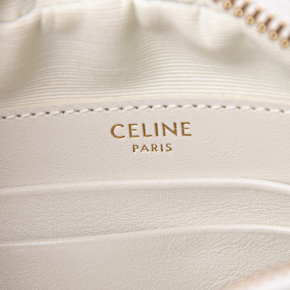 Celine Calfskin Quilted Small C Charm Bag White 6 of 10