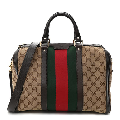 Gucci Monogram Vintage Web Medium Boston Dark Brown 1 of 14