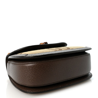 Gucci Monogram Jumbo GG Textured Dollar Calfskin Web Small Bamboo 1947 Top Handle Bag Camel Ebony New Acero 5 of 12