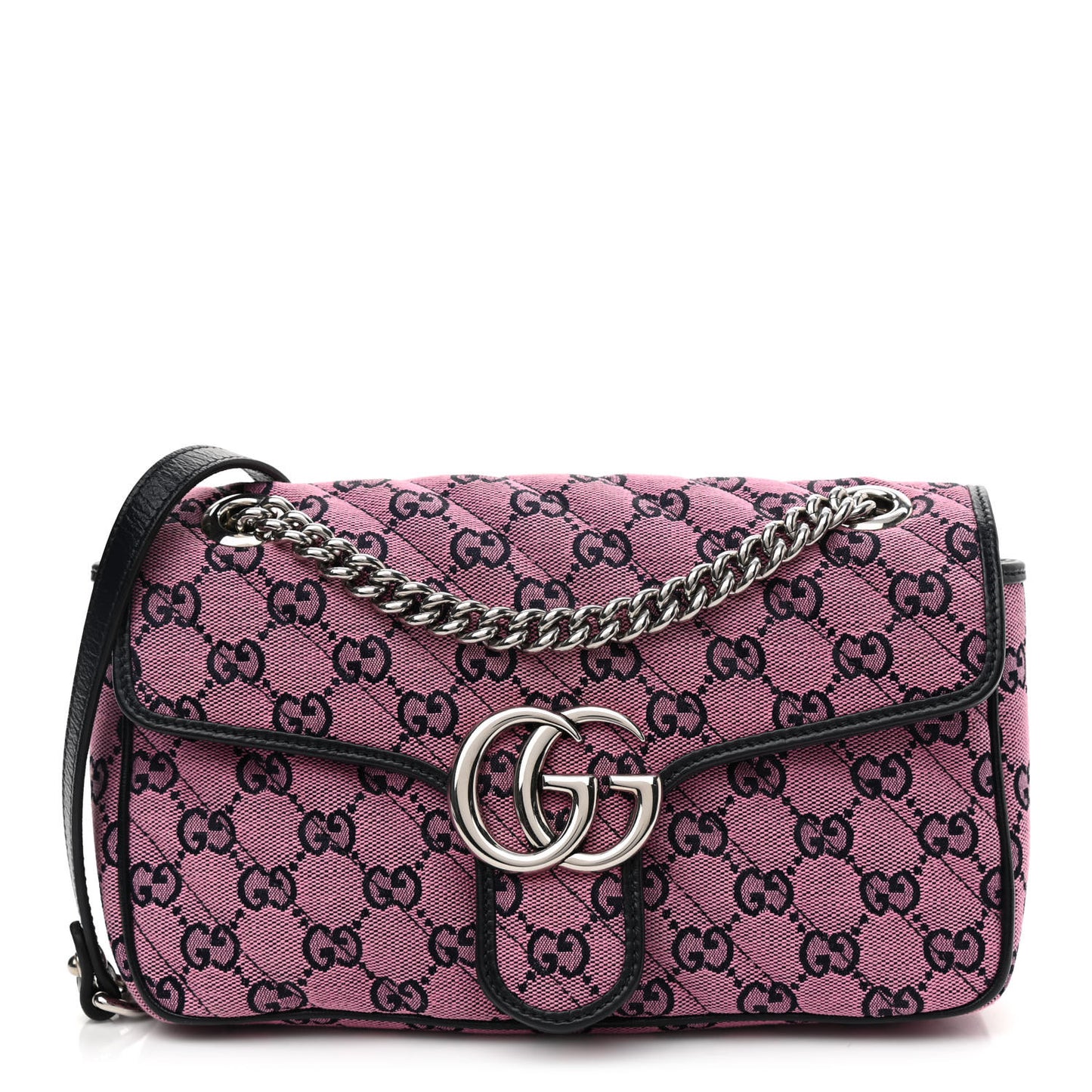 Monogram Multicolor Matelasse Diagonal Small GG Marmont Shoulder Bag Pink Blue