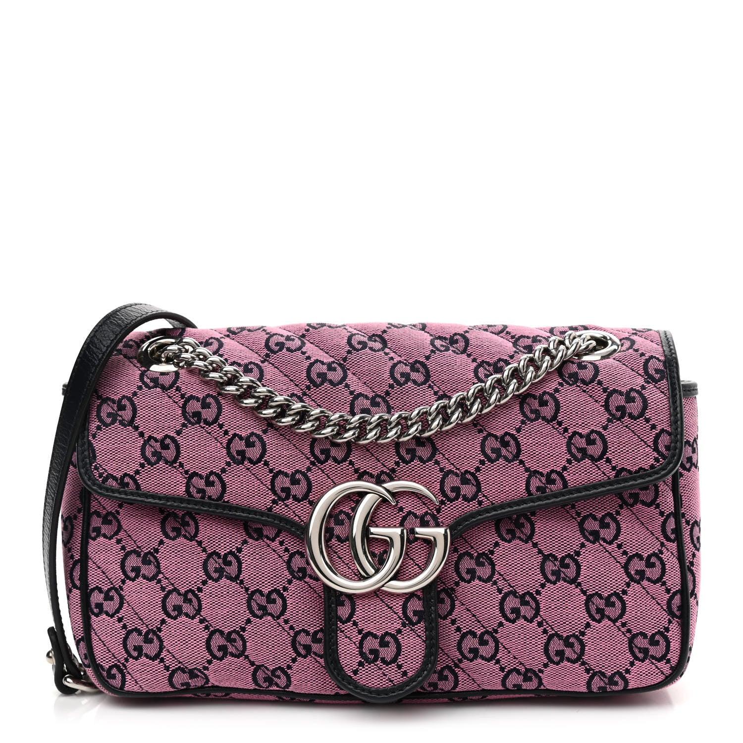 Gucci Monogram Multicolor Matelasse Diagonal Small GG Marmont Shoulder Bag Pink Blue 1 of 9