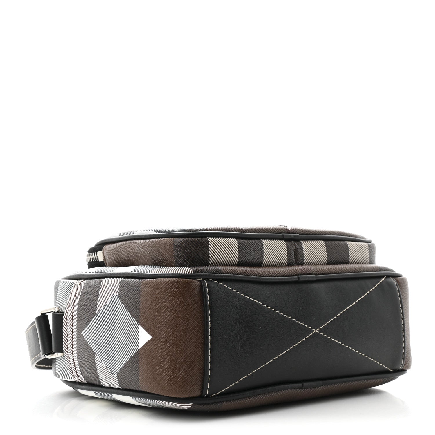 Burberry E-Canvas Calfskin Geometric Check Paddy Messenger Dark Birch Brown White 4 of 10