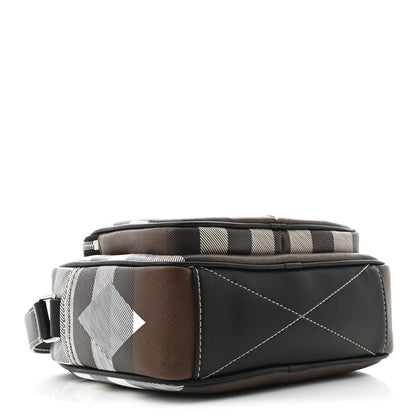 Burberry E-Canvas Calfskin Geometric Check Paddy Messenger Dark Birch Brown White 4 of 10