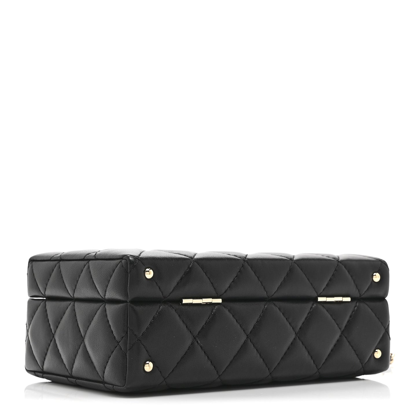 Lambskin Quilted Small CC Top Handle Box Bag Black