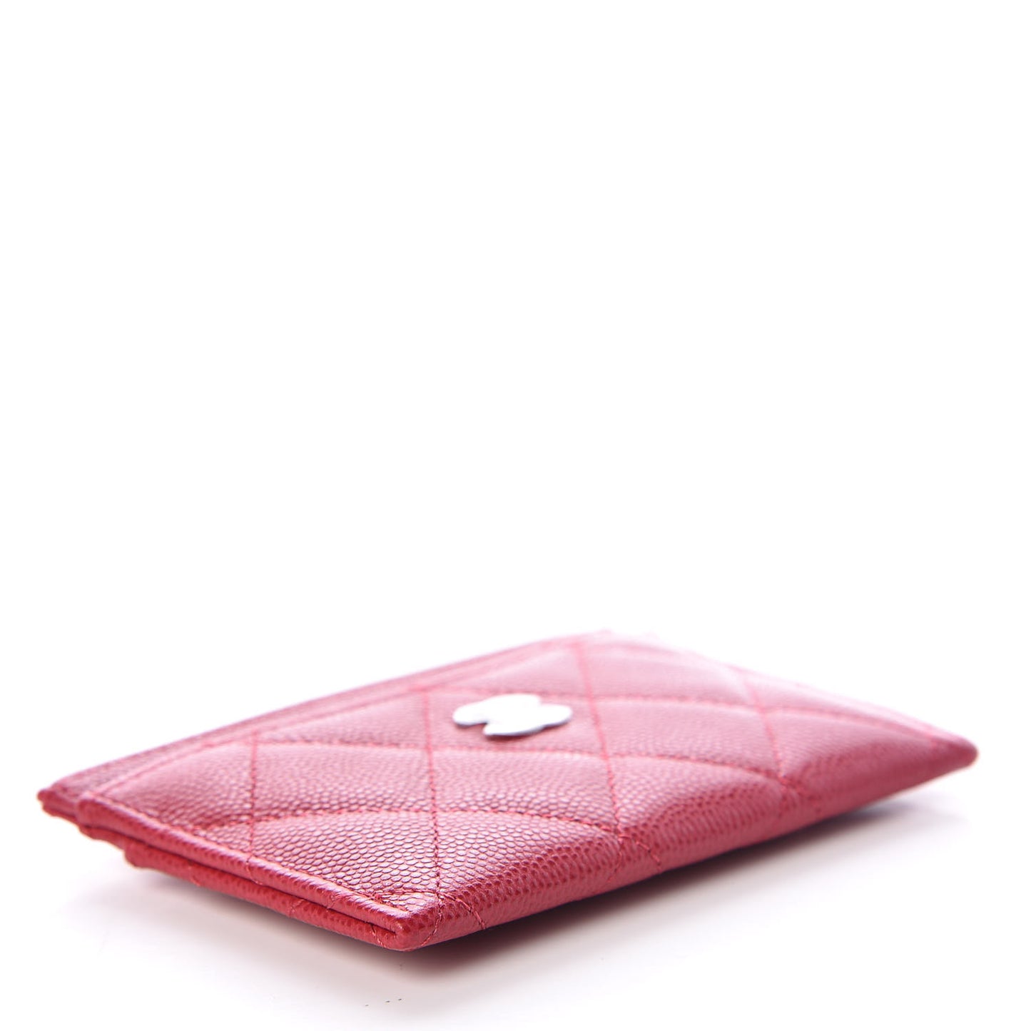 Caviar Quilted Card Holder Dark Pink