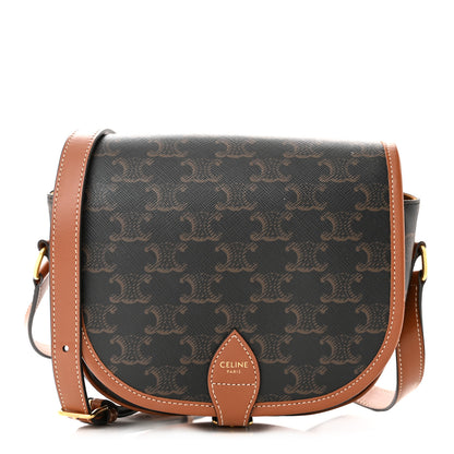 Celine Triomphe Canvas Medium Folco Bag Tan 1 of 9