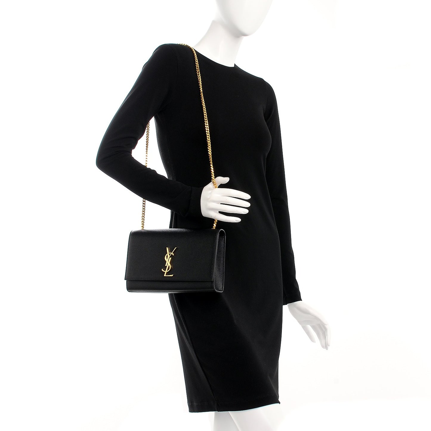 Grain De Poudre Medium Classic Monogram Kate Satchel Black