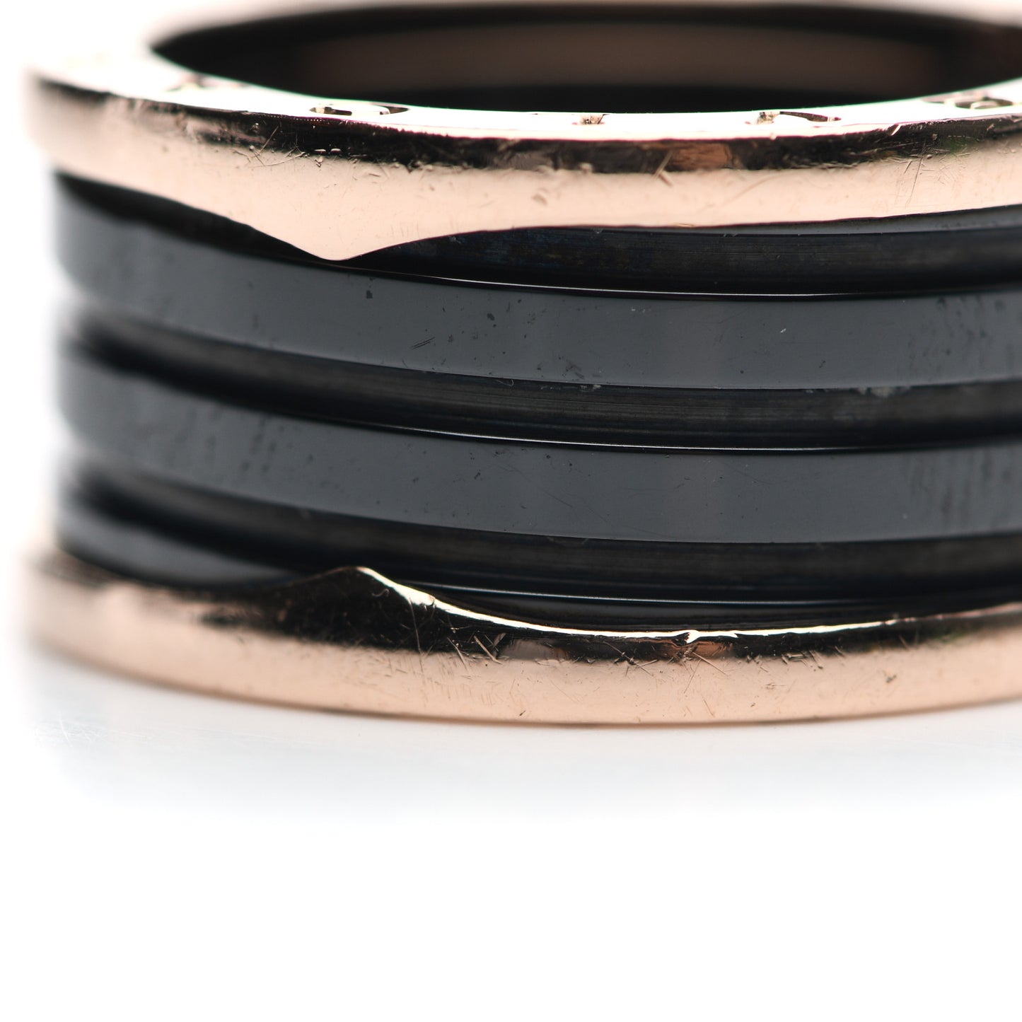 18K Rose Gold Black Ceramic B.Zero1 Four-Band Ring 61 9.5