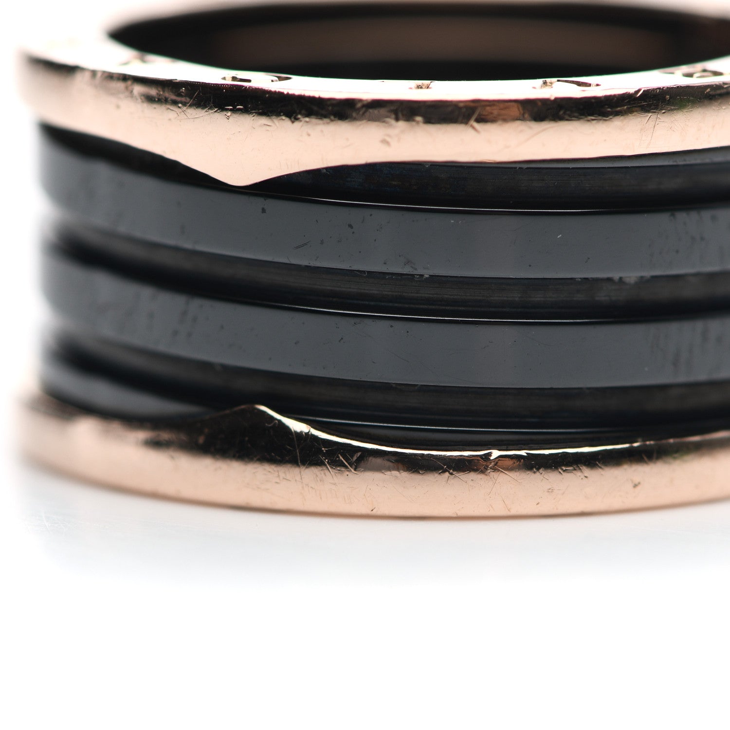 Bulgari 18K Rose Gold Black Ceramic B.Zero1 Four-Band Ring 61 9.5 6 of 6