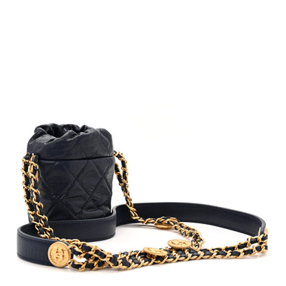Chanel Caviar Quilted Twist Your Buttons Mini Bucket Bag Navy 3 of 10
