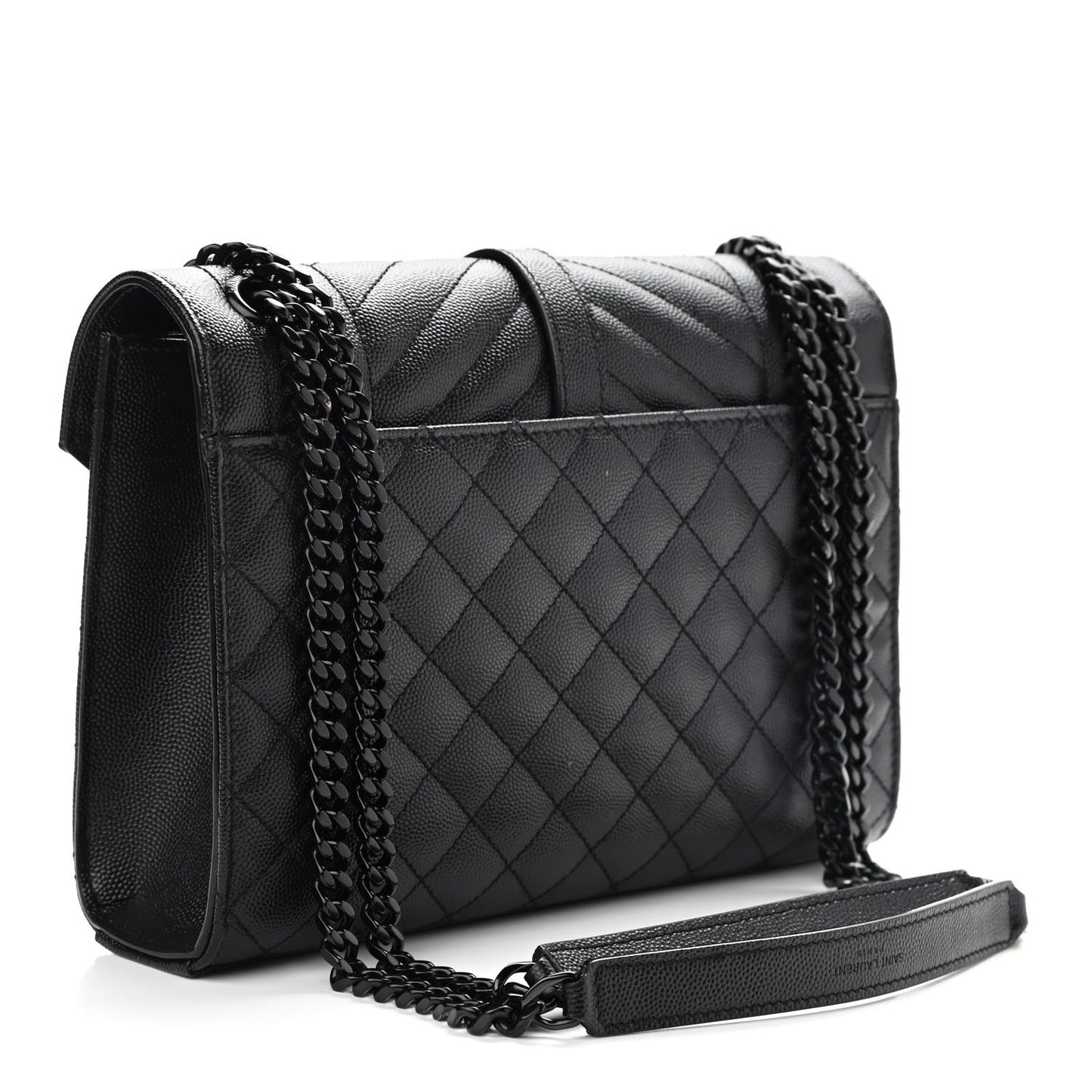 Grain De Poudre Textured Mixed Matelasse Triquilt Medium Monogram Satchel Black