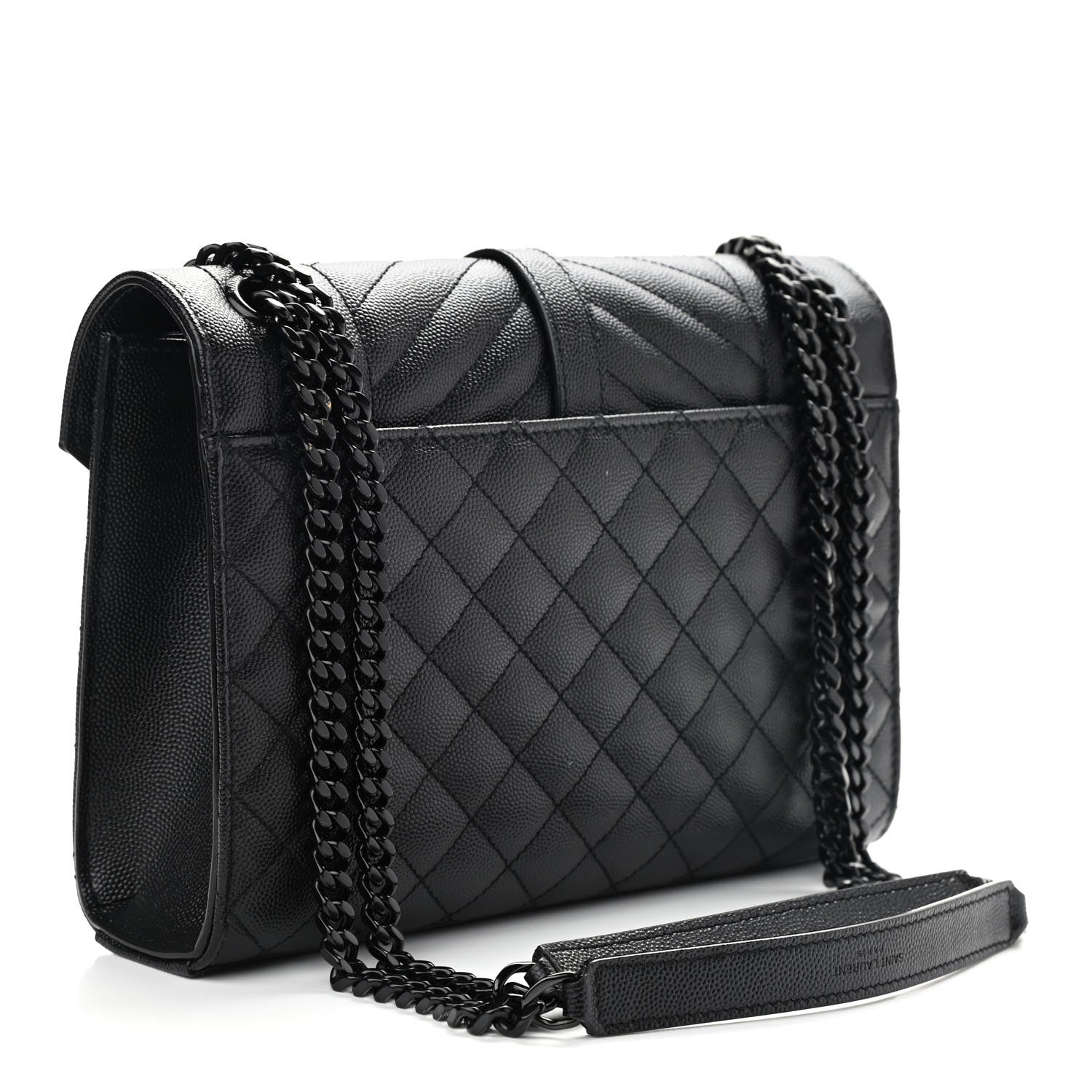 Saint Laurent Grain De Poudre Textured Mixed Matelasse Triquilt Medium Monogram Satchel Black 3 of 9