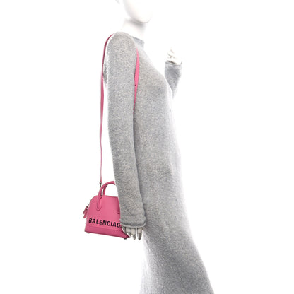 Balenciaga Signature Grained Calfskin Logo XXS Ville Top Handle Bag Rose Bubblegum Black 2 of 9