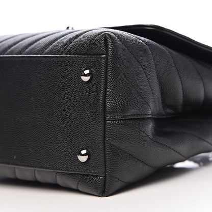 Chanel Caviar Chevron Quilted Small Coco Handle Flap Black 9 of 10