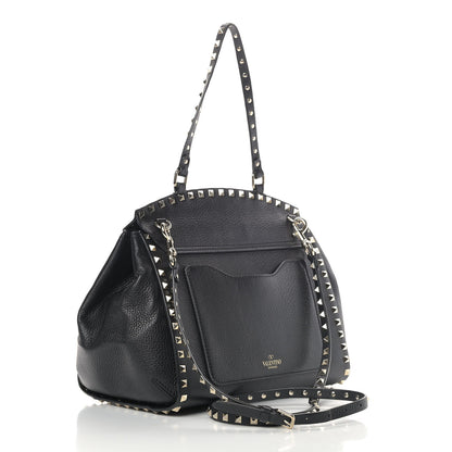 Valentino Garavani Grainy Calfskin Rockstud Single Handle Flap Bag Black 3 of 10