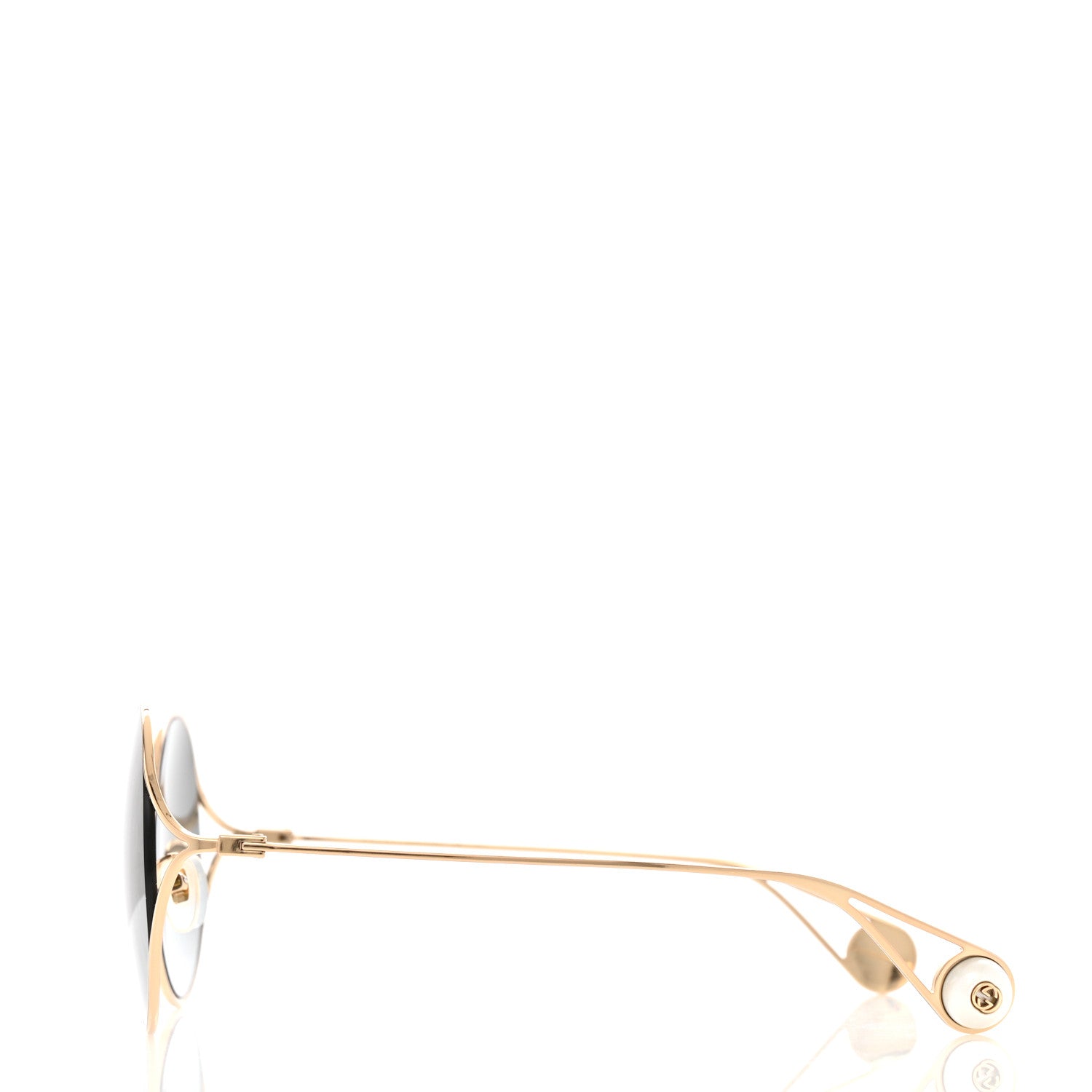 Gucci Metal Round Pearl Tip Sunglasses GG0253S Gold 3 of 8