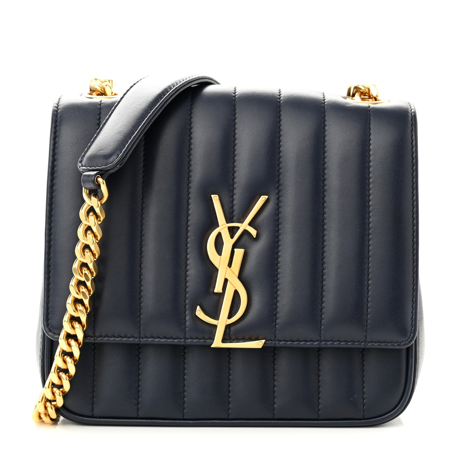 Lambskin Matelasse Monogram Medium Vicky Chain Bag Blue