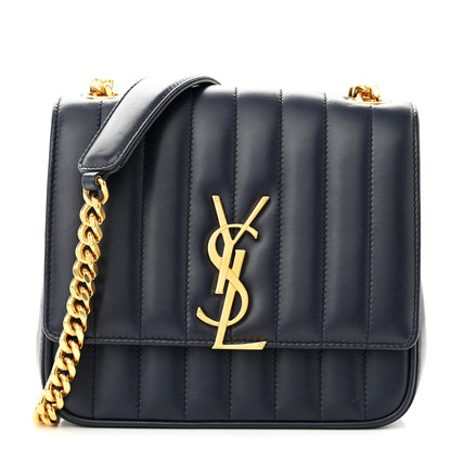 Saint Laurent Lambskin Matelasse Monogram Medium Vicky Chain Bag Blue 1 of 12