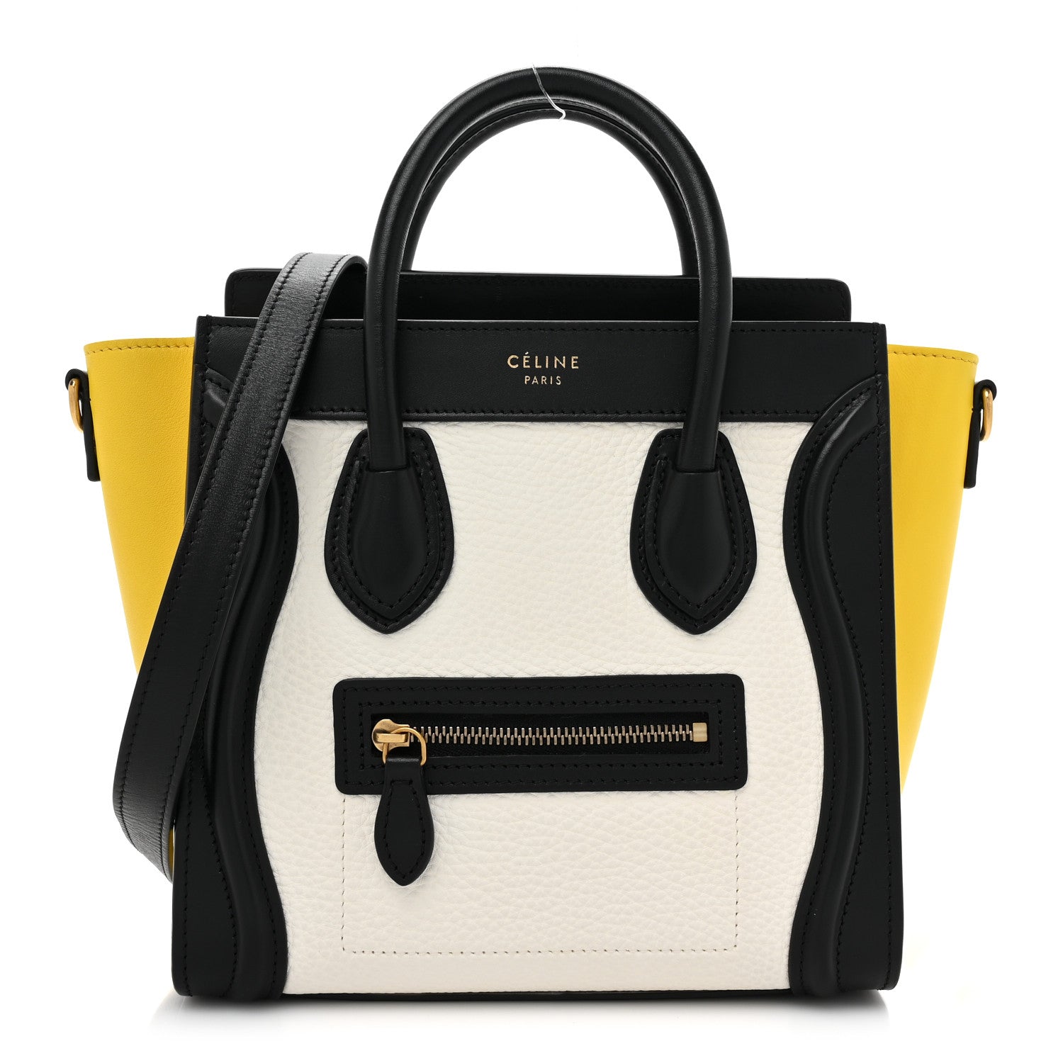 Celine Elephant Calfskin Nano Tri-Color Luggage Yellow 1 of 10