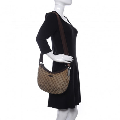 Gucci Monogram Medium Half Moon Hobo Dark Brown 2 of 9