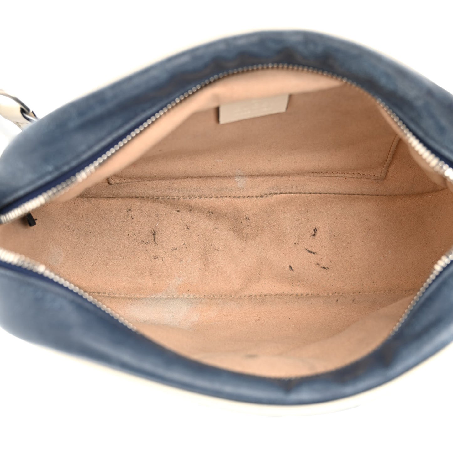 Vintage Effect Calfskin Matelasse Diagonal Small Torchon GG Marmont Chain Shoulder Bag Blue Agata Mystic White