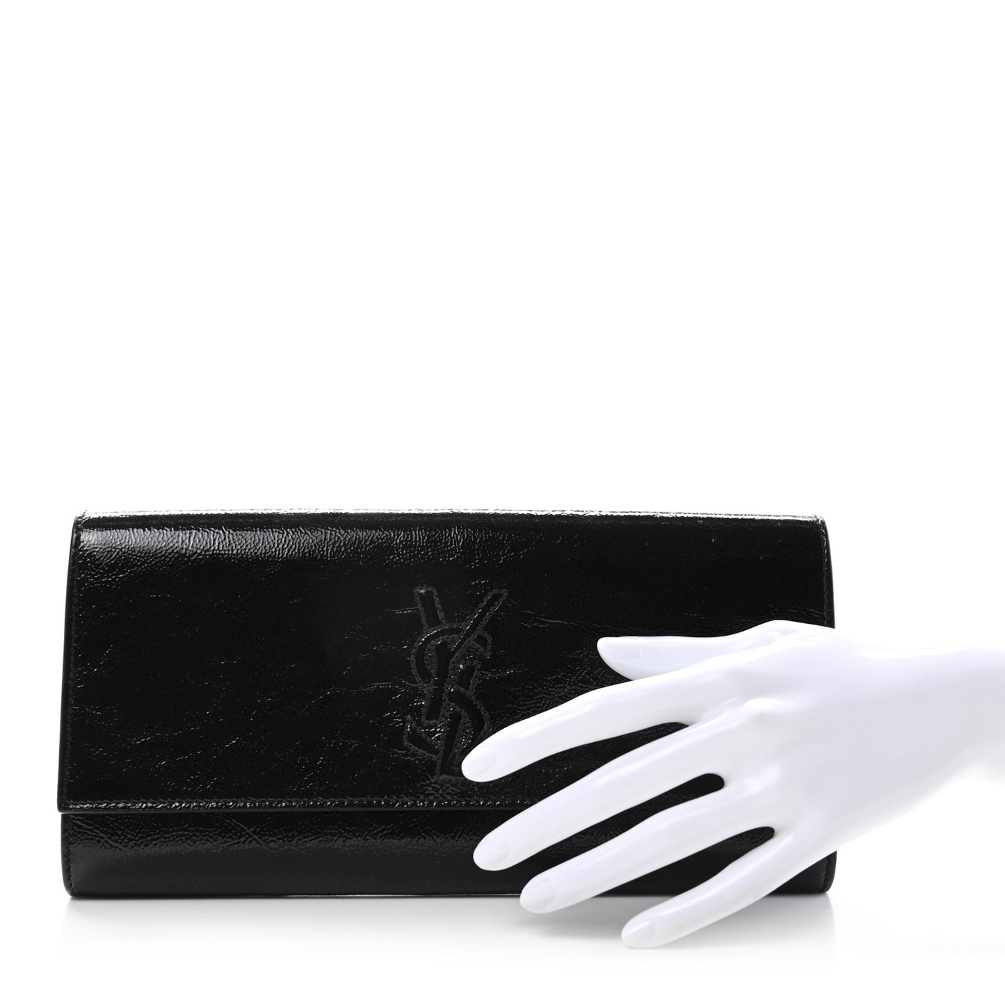 Textured Patent Monogram Small Belle De Jour Clutch Black