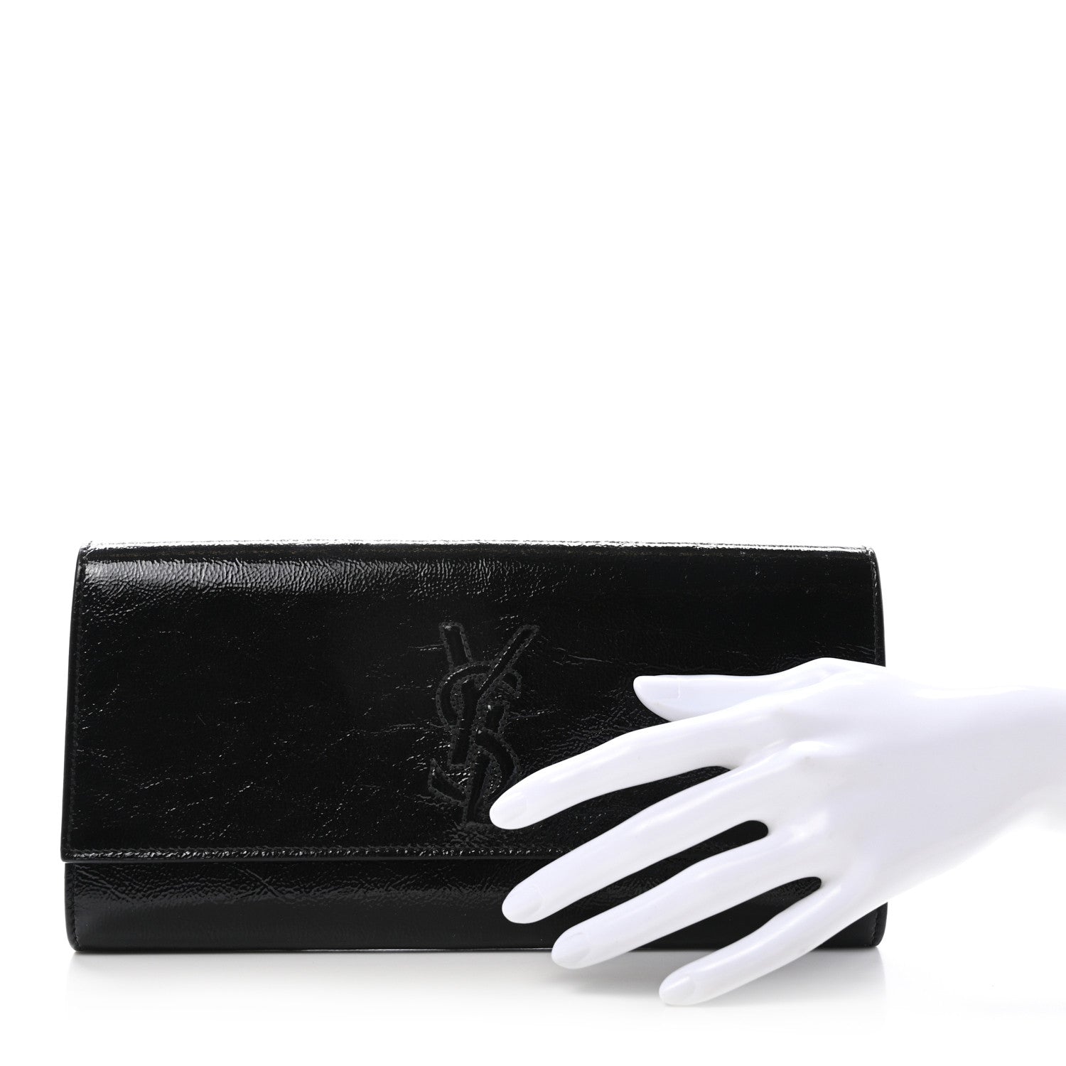 Saint Laurent Textured Patent Monogram Small Belle De Jour Clutch Black 2 of 6