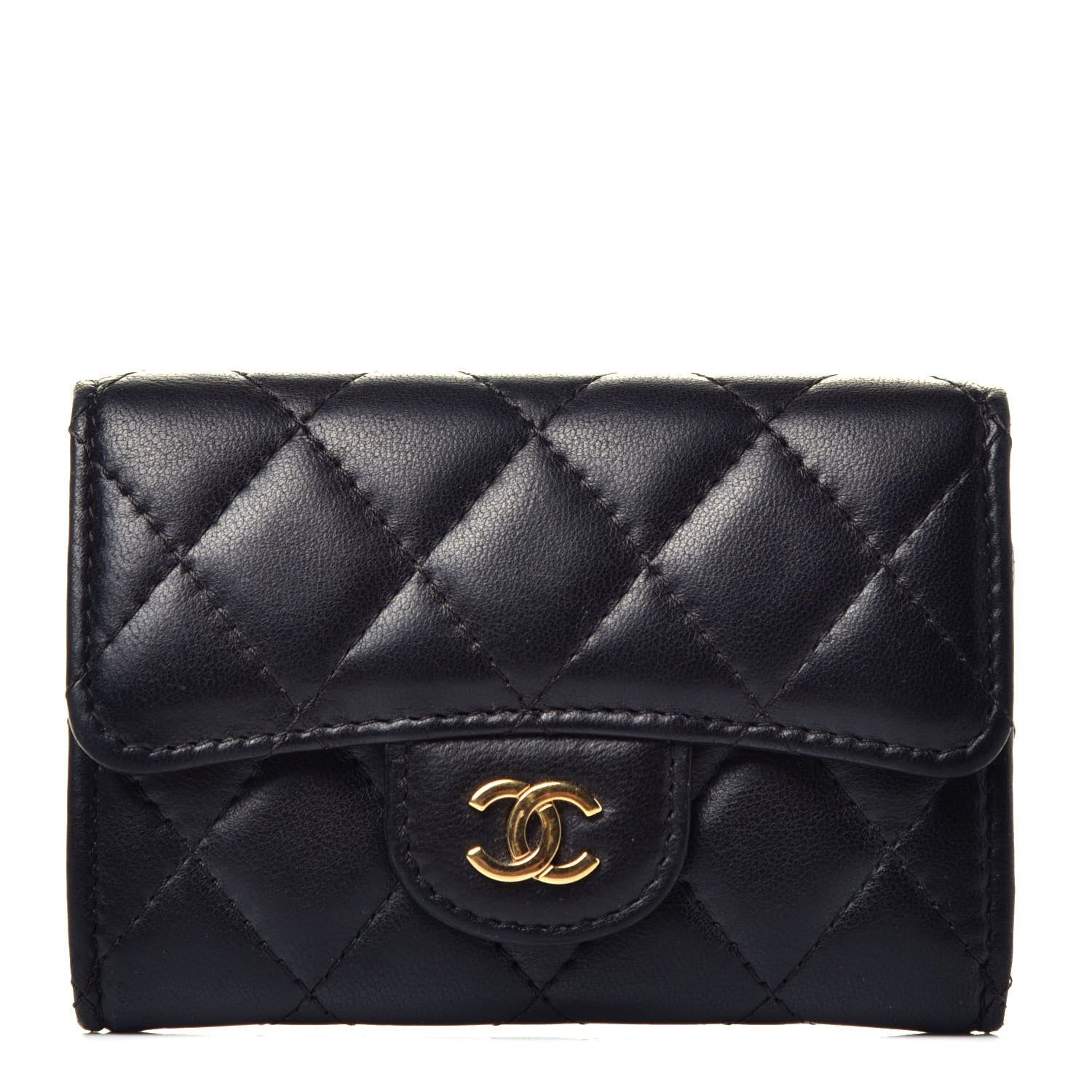 Chanel Lambskin Quilted Flap Card Holder Black 1 of 8