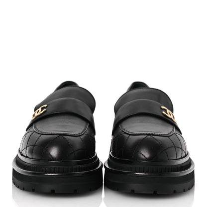 Chanel Calfskin Quilted CC Mocassin Loafers 40.5 Black 3 of 10