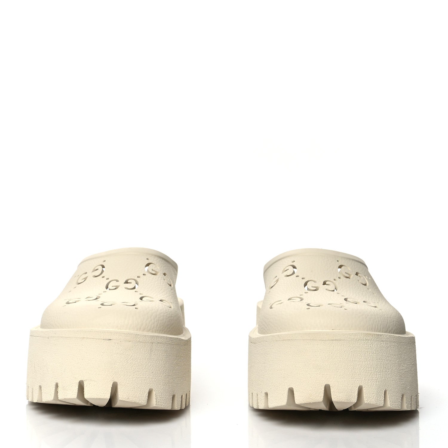 Gucci Rubber GG Monogram Perforated Elea Platform 55mm Lug Sole Sandals 40 Mystic White 2 of 12