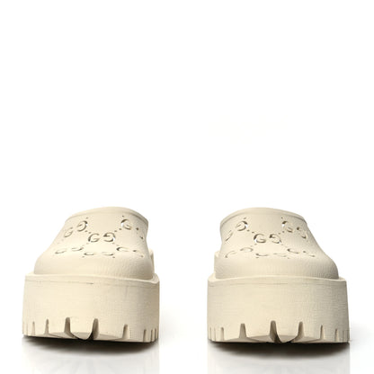 Gucci Rubber GG Monogram Perforated Elea Platform 55mm Lug Sole Sandals 40 Mystic White 2 of 12