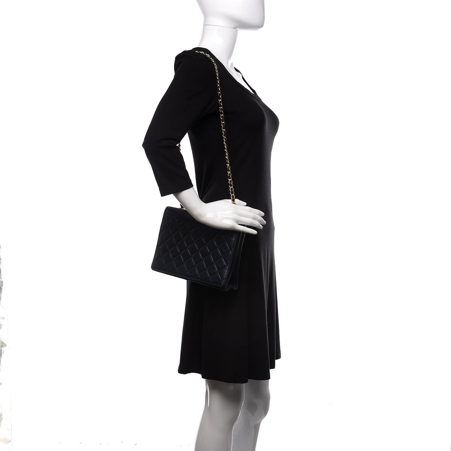Lambskin Quilted Small CC Single Flap Bag Navy