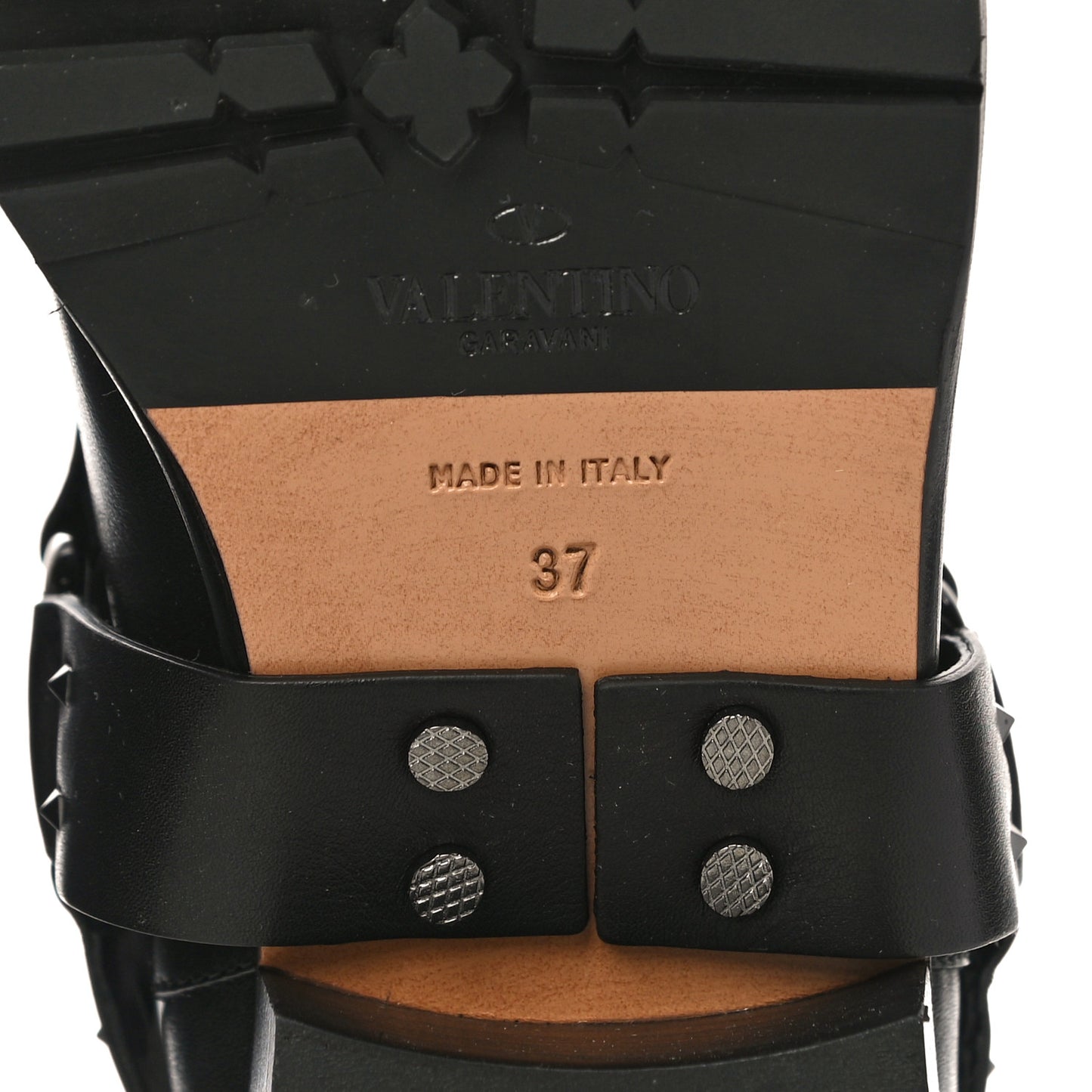 Calfskin Crackled Lambskin Rockstud Spike 20mm Biker Boots 37 Black