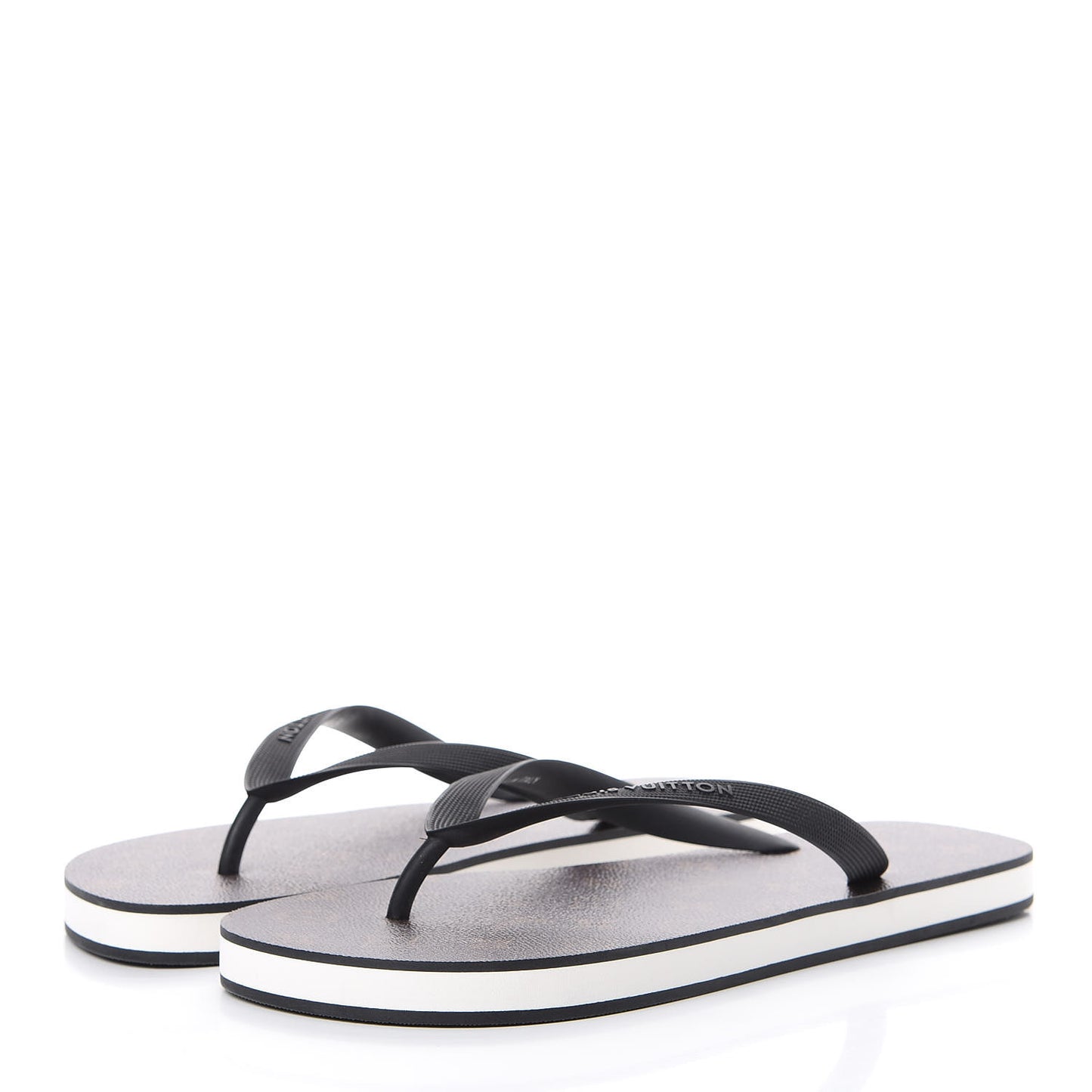 Rubber Monogram Mens Molitor Thong Sandals 8 Black