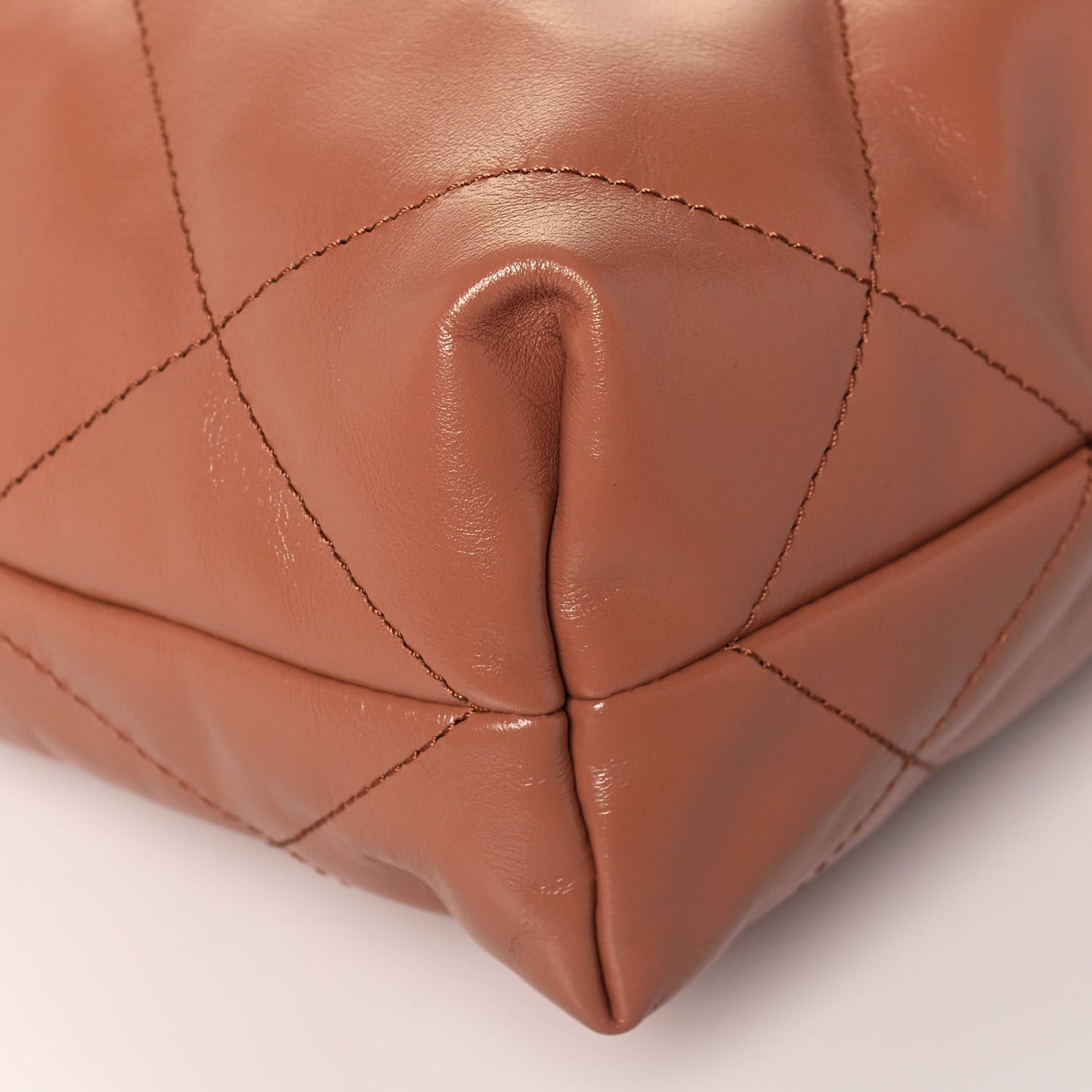 Shiny Calfskin Quilted Small Chanel 22 Camel