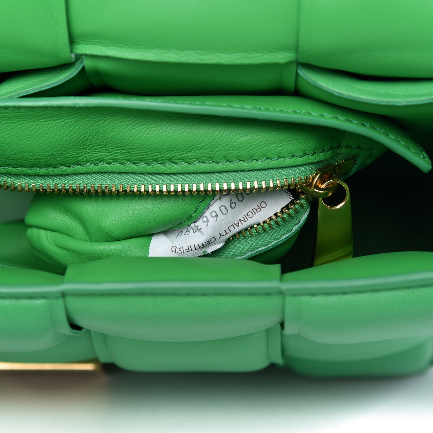 Lambskin Maxi Intreccio Padded Chain Cassette Crossbody Bag Grass
