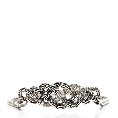 John Hardy Sterling Silver Diamond Braided Chain Bracelet 1 of 4