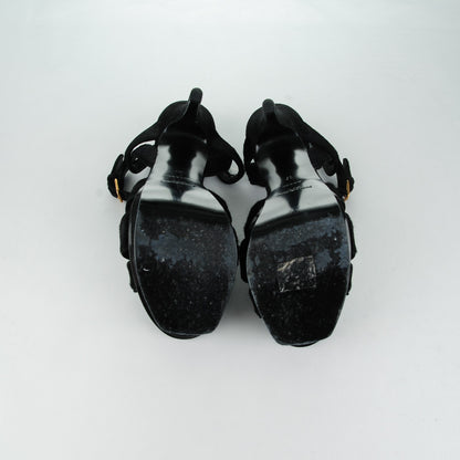 Saint Laurent Suede Pony Hair Tribute 105 Platform Sandals 37 Black 5 of 9
