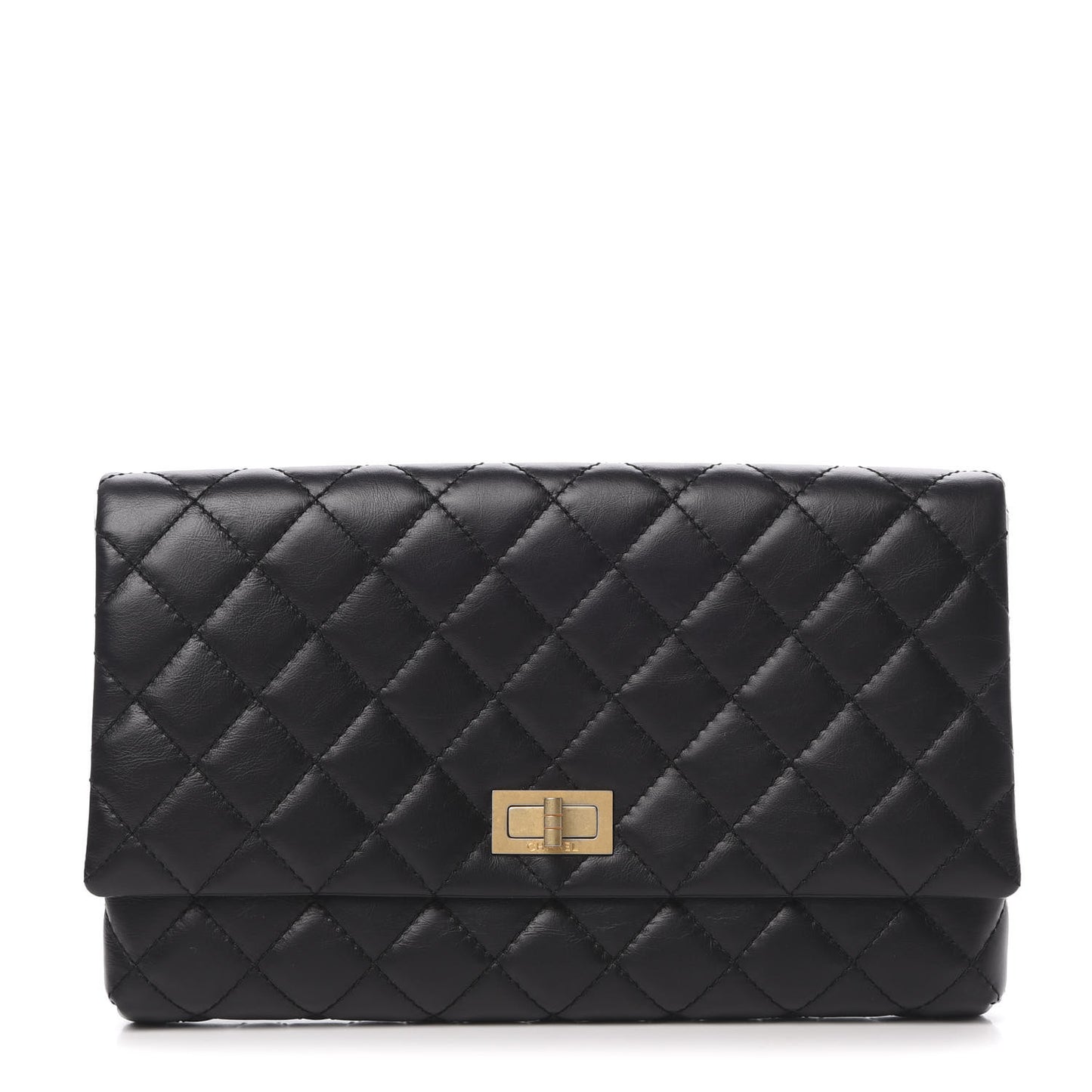 Aged Calfskin Quilted Reissue 2.55 Clutch Black