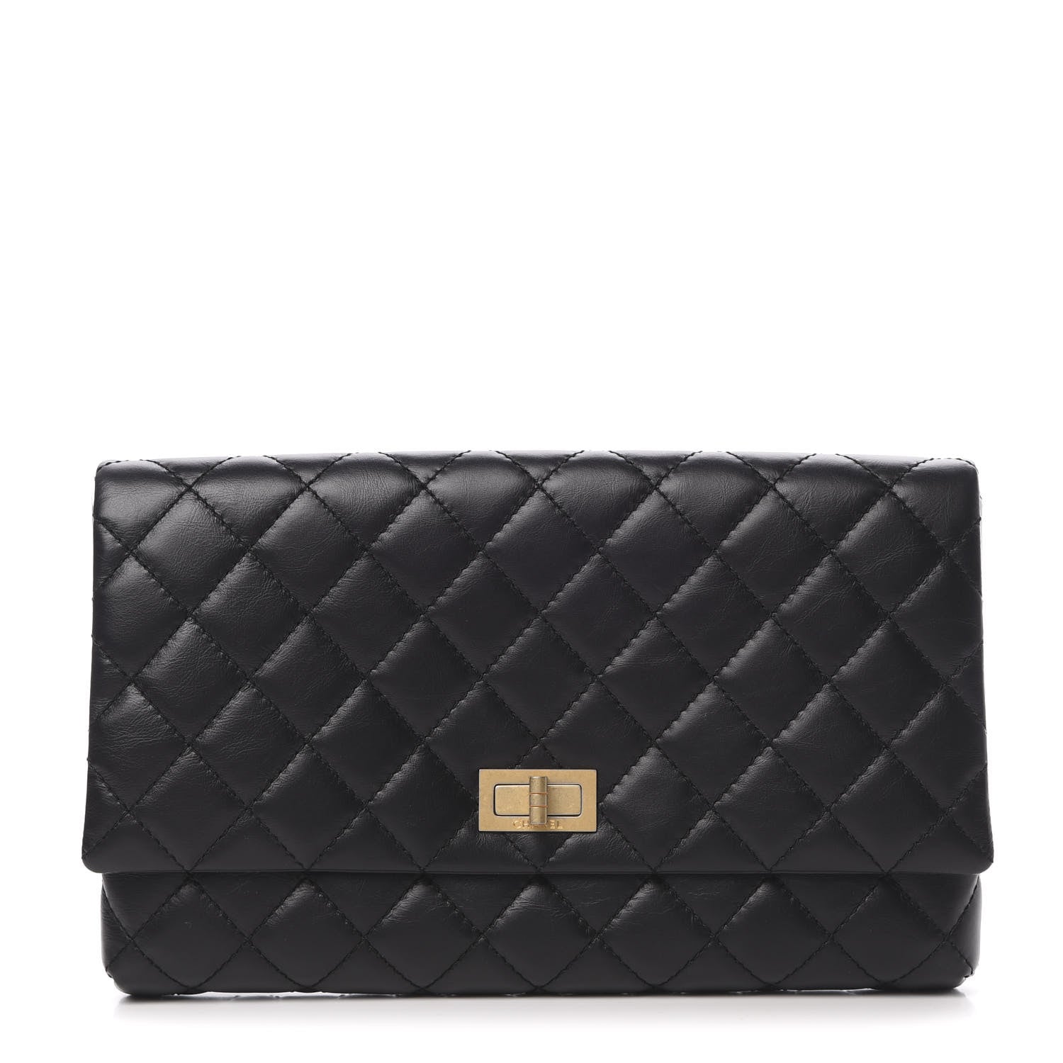 Chanel Aged Calfskin Quilted Reissue 2.55 Clutch Black 1 of 8