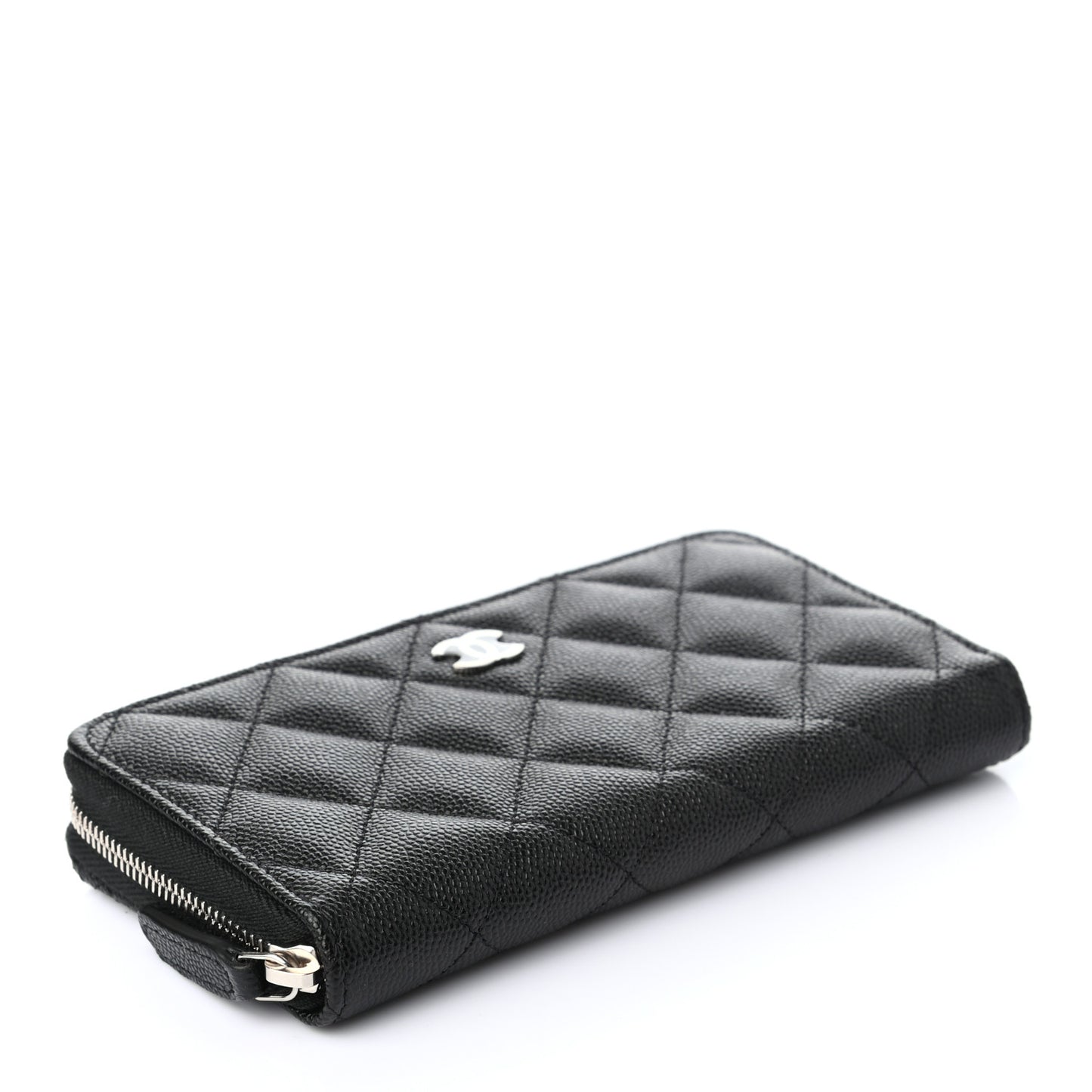 Caviar Quilted Medium Zip Around Wallet Black