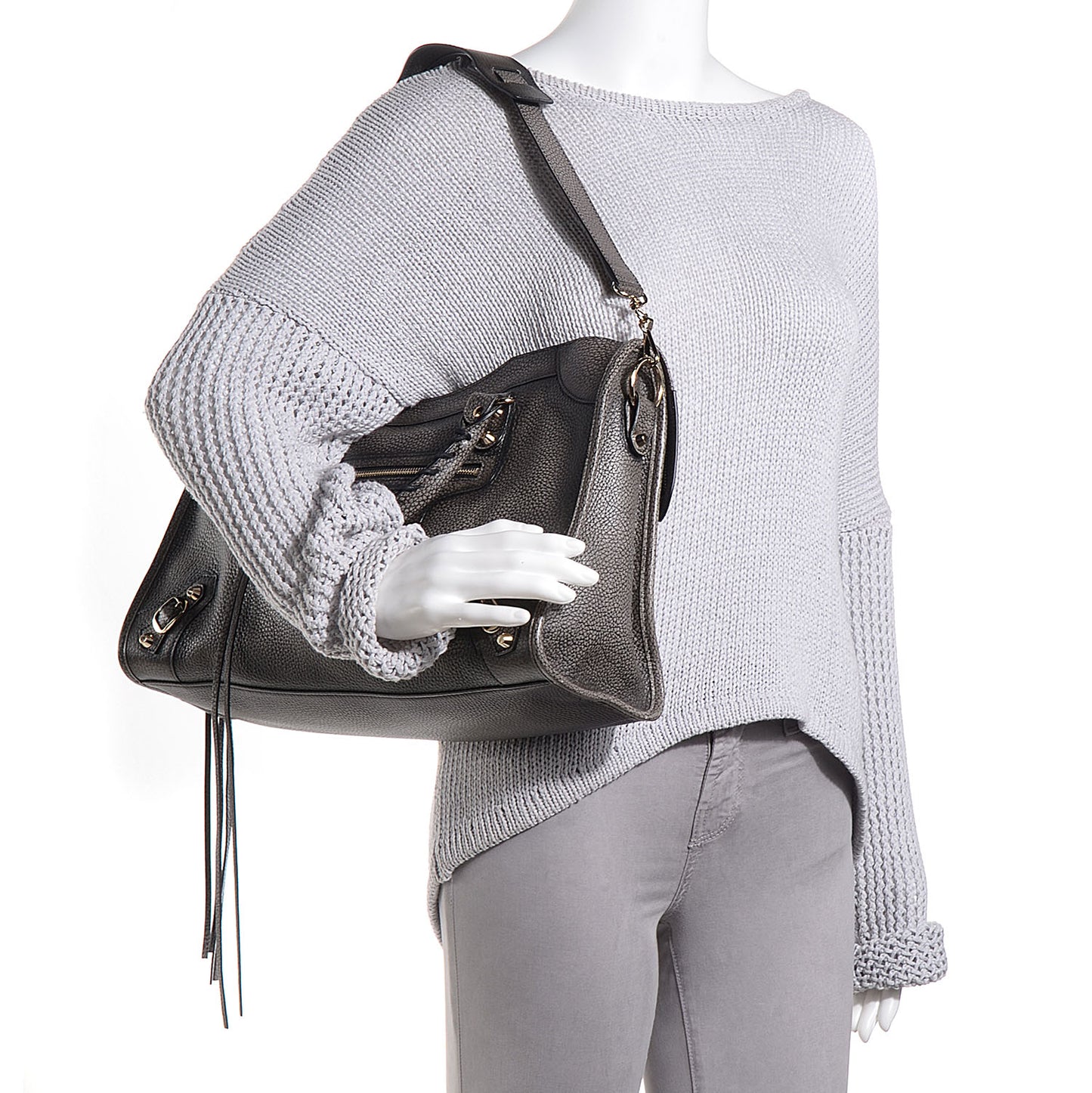 Grained Calfskin Classic Gold Hardware City Ombre Grey Gradient