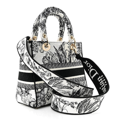 Christian Dior Toile de Jouy Voyage Embroidered Medium Lady D-Lite White Multicolor 3 of 11