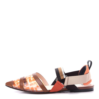 Fendi PVC Calfskin FF Colibri Slingback Ballerina Flats 39 Aranciata Cuoio 1 of 10